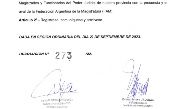 La Legislatura Provincial declaró de interés las XXVII Jornadas Científicas de la Magistratura y la Función Judicial